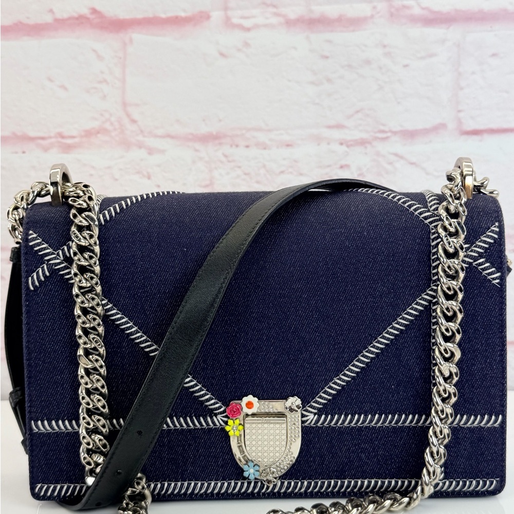 Christian Dior Denim Quilted Diorama Floral Spring Flap Bag - Picture 3 of 15